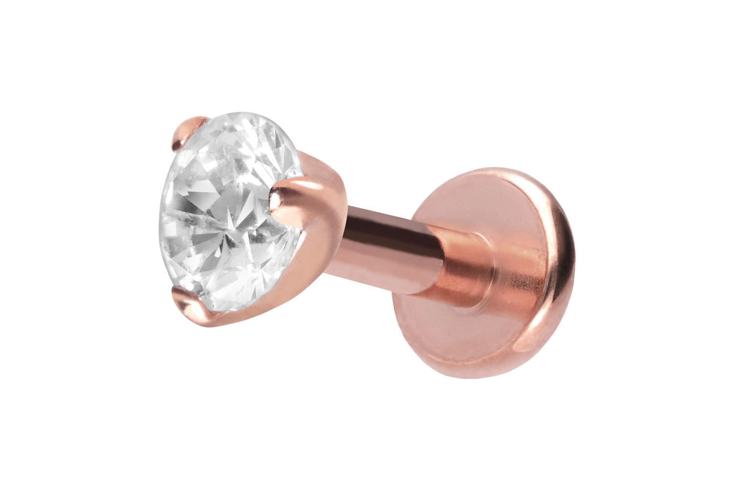 Titan Labret Piercing mit Innengewinde EINGEFASSTER KRISTALL